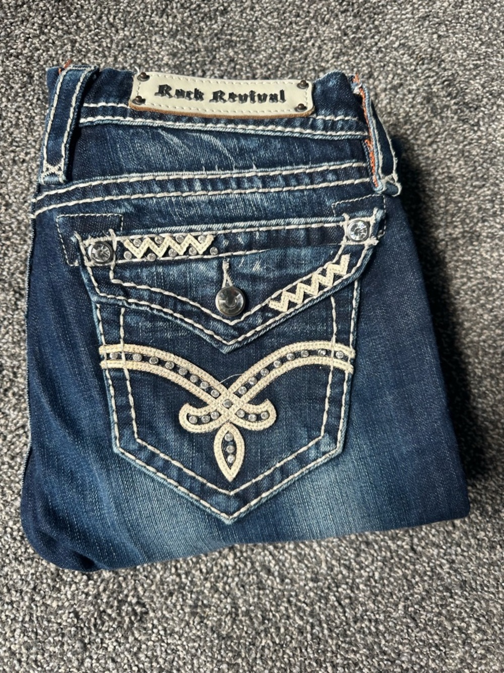 Rock Revival Dark Blue Embellished Boot Cut Jeans